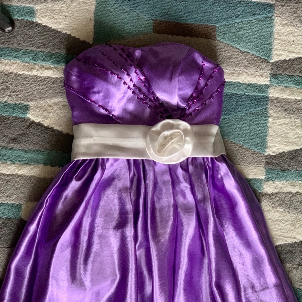 Purple Satin Bridesmaid Dress w/ Embellishment